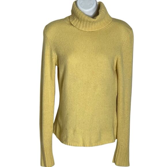 Vintage Bloomingdale's Sutton Studio Sweater M 100% Cashmere Turtleneck Yellow - Picture 1 of 9
